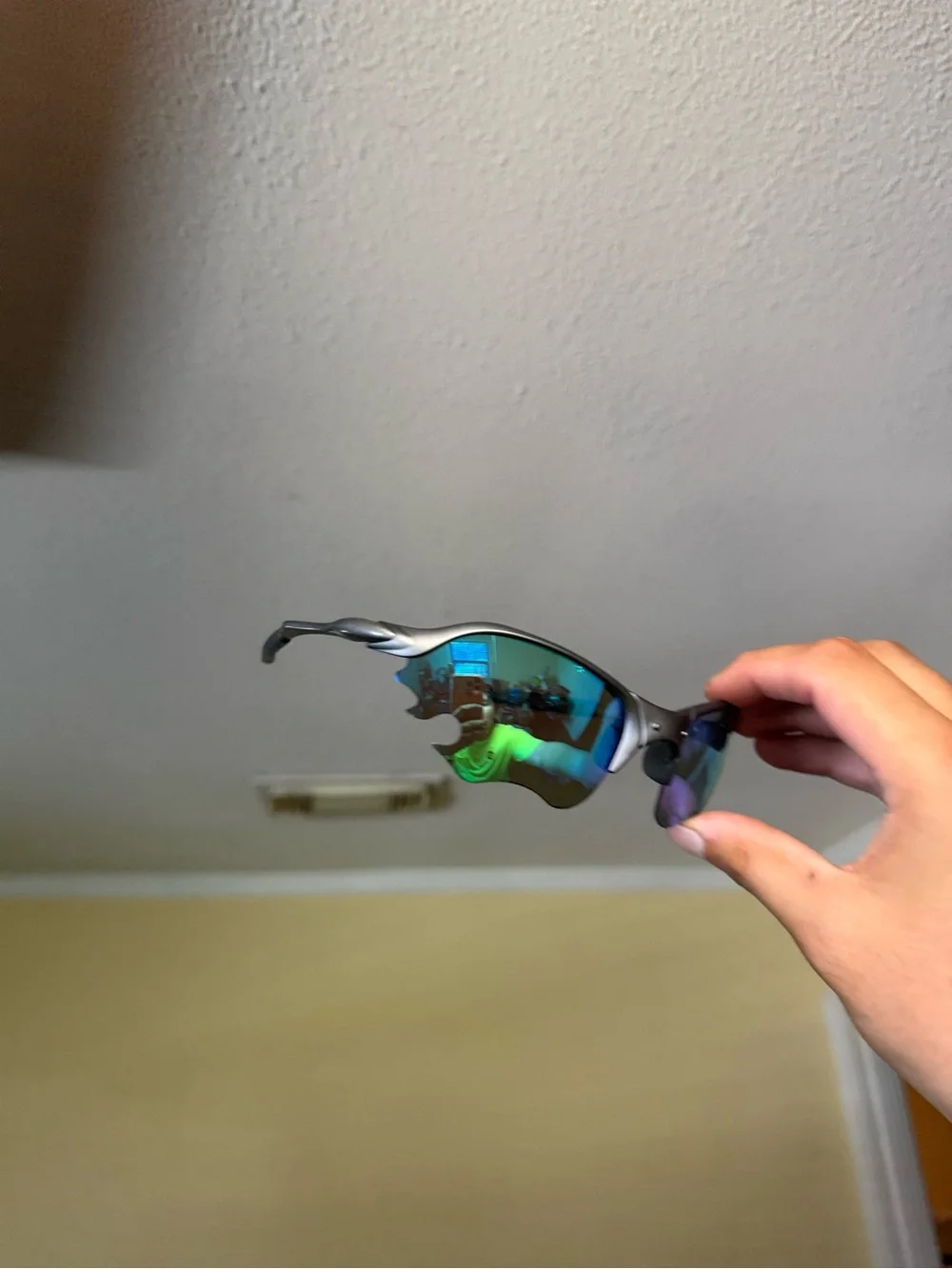 Oakley Women’s Sunglasses - Matte Gray Frame with Blue-Green Iridium Lenses